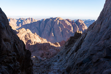 Obraz premium Amazing Sunrise at Sinai Mountain, Beautiful dawn in Egypt, Beautiful view from the mountain 