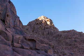 Amazing Sunrise at Sinai Mountain, Beautiful dawn in Egypt, Beautiful view from the mountain	