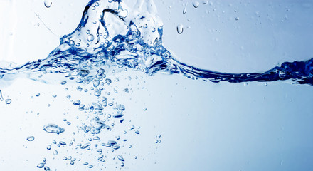 Water and bubbles on the blue water background