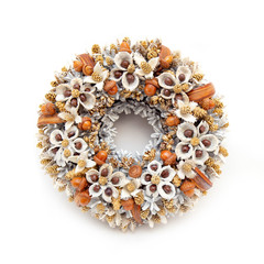Christmas Holiday Wreath Isolated On White Background