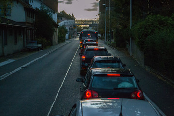 traffic in the city at night