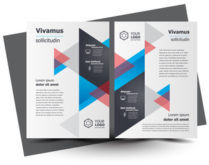 Flyer brochure design, business flyer size A4 template, creative leaflet, trend cover geometric blue and red color