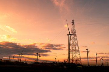 Wind turbines produce electricity, which is clean and environmentally friendly energy.