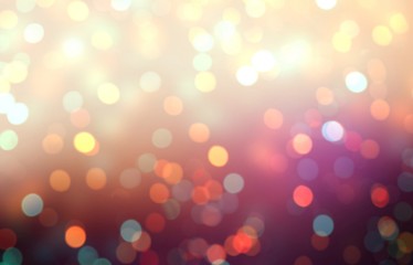 Xmas shiny confetti pattern. Decorative glitter on purple blur background. Abstract template for festive design. Winter holiday party.