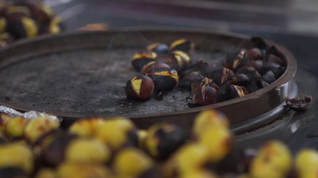 Istanbul street delicacies roasting chestnuts