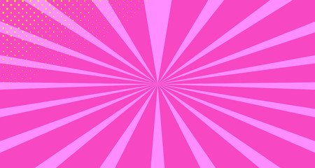 Vintage colorful comic book background. Orange Pink blank bubbles of different shapes. Rays, radial, halftone, dotted effects. For sale banner empty Place for text 1960s. Copy space vector eps10.