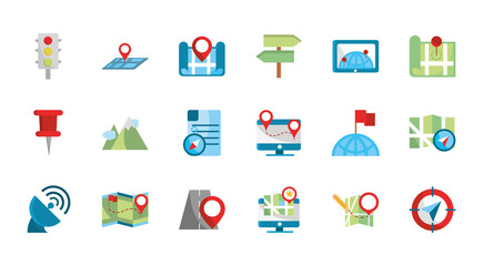 gps map and navigation icons collection