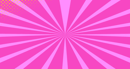 Vintage colorful comic book background. Orange Pink blank bubbles of different shapes. Rays, radial, halftone, dotted effects. For sale banner empty Place for text 1960s. Copy space vector eps10.