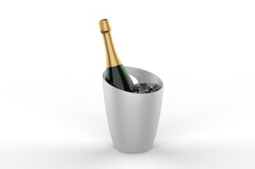 Blank ice bucket for promotional branding. 3d render illustration.