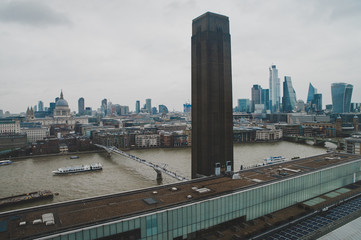 Fototapeta na wymiar Tate Modern: London art museum, view at the London City