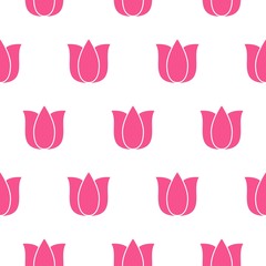 pink tulip seamless pattern for background, fabric, wrapping paper. stock template design. nature flat spring flower motif in rosy red and white color.