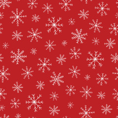 Red Christmas vector repeat pattern with white snowflakes. One of my Christmas collection patterns. 