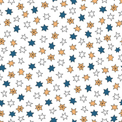 Vector repeat pattern with little stars on white background. One of 