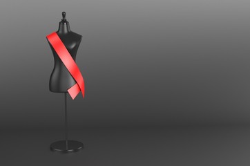 Blank sash template for event. 3d render illustration.