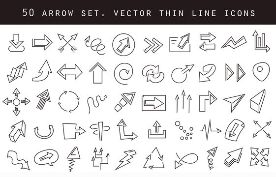 vector line arrow icons set
