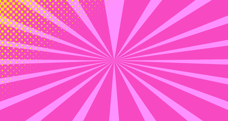 Vintage colorful comic book background. Orange Pink blank bubbles of different shapes. Rays, radial, halftone, dotted effects. For sale banner empty Place for text 1960s. Copy space vector eps10.