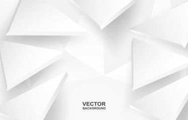 Abstract. Triangle polygon, white paper background, light and shadow .Vector.