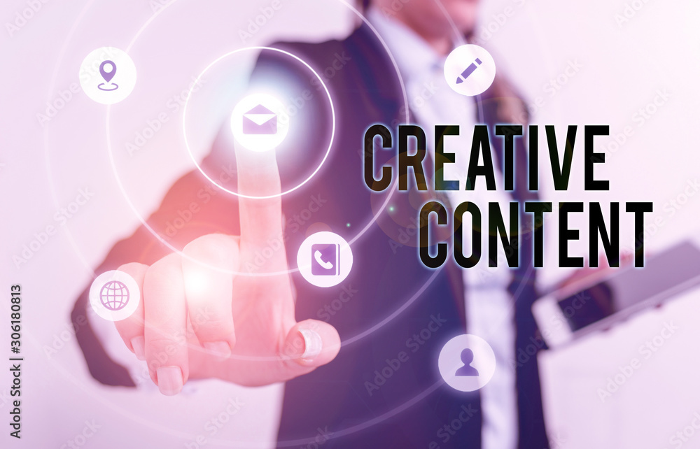 Poster handwriting text creative content. conceptual photo providing showing with the type of content they 