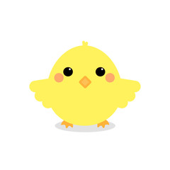 This is chicken in egg hell on background. Vector cute cartoon illustration.