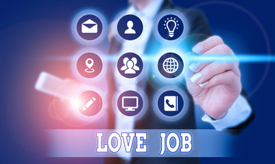 Word writing text Love Job. Business photo showcasing designed to help locate a fulfilling job that is right for us
