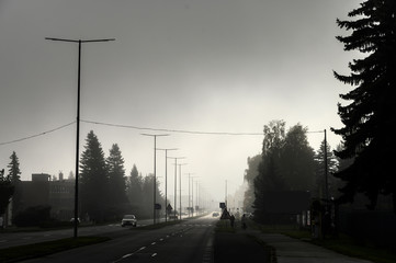 Fototapeta na wymiar City in haze at day, air pollution concept photo
