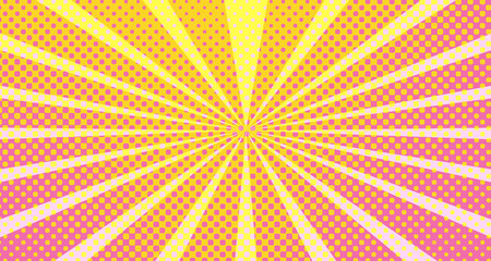 Vintage colorful comic book background. Orange Pink blank bubbles of different shapes. Rays, radial, halftone, dotted effects. For sale banner empty Place for text 1960s. Copy space vector eps10.