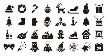 Christmas Icon Set (Flat Silhouette Version)