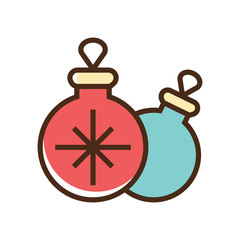 Color icon toys on Christmas tree