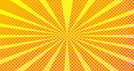 Vintage colorful comic book background. Orange Pink blank bubbles of different shapes. Rays, radial, halftone, dotted effects. For sale banner empty Place for text 1960s. Copy space vector eps10.