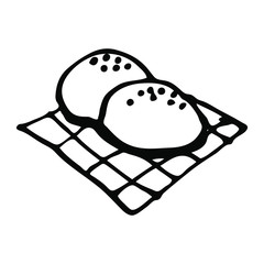 Hand drawn line art vector, baking icon, dessert, cake on a white background isolated for use in design, doodle illustration