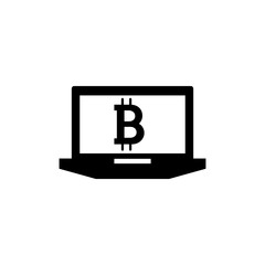 Bit coin icon. Cryptocurrency. Digital currency.  Internet money. Outline thin line flat illustration. Isolated on white background. 