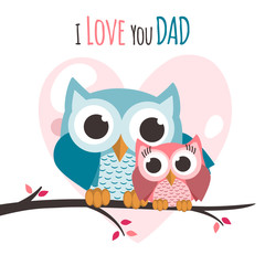 Fathers day owls on a tree