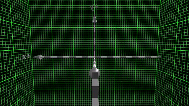 Time lapse of the reference system of the three-dimensional space of the Cartesian axes, on a black background