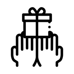 Hands Giving Gift Icon Vector. Outline Hands Giving Gift Sign. Isolated Contour Symbol Illustration