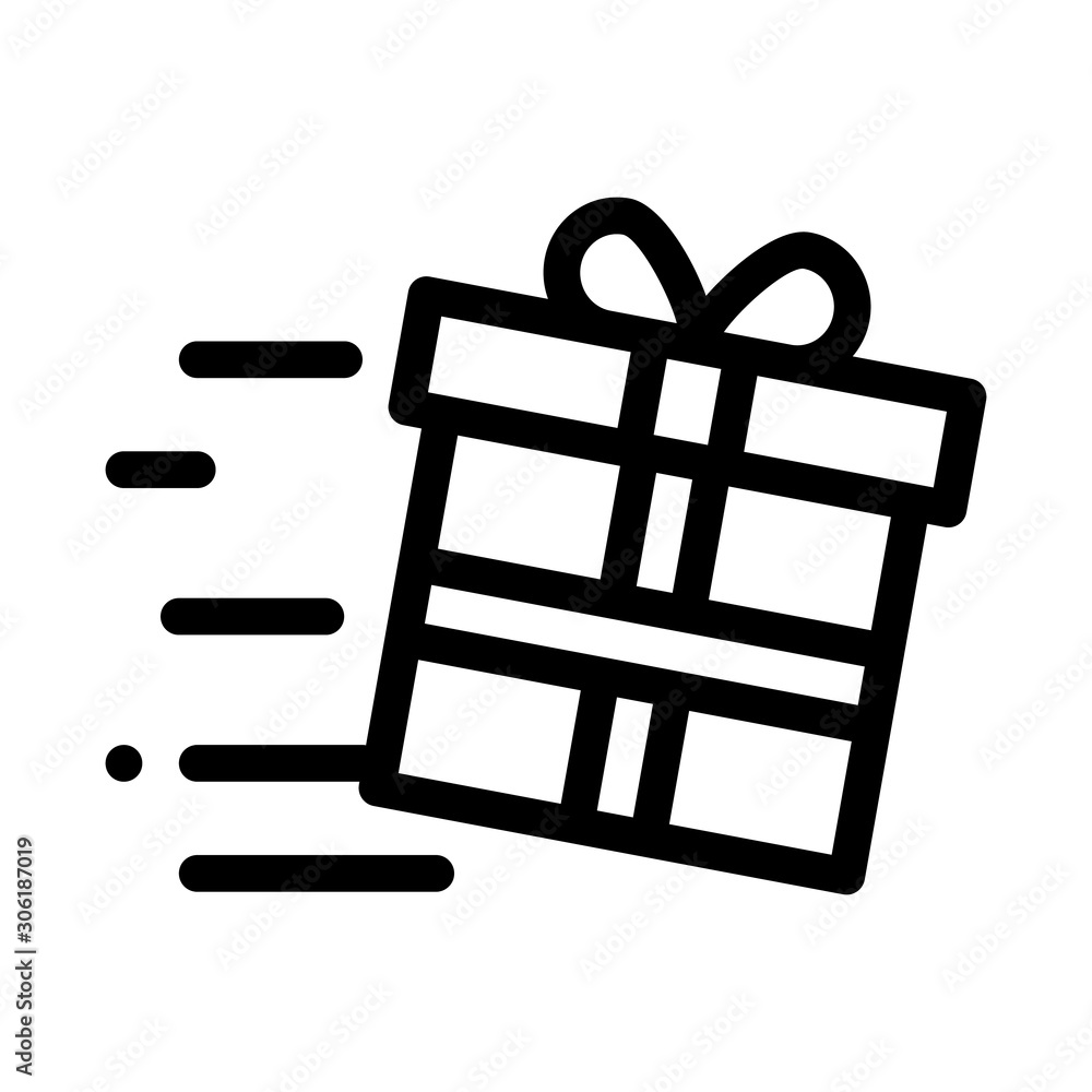 Poster gift with speed of light icon vector. outline gift with speed of light sign. isolated contour symbol