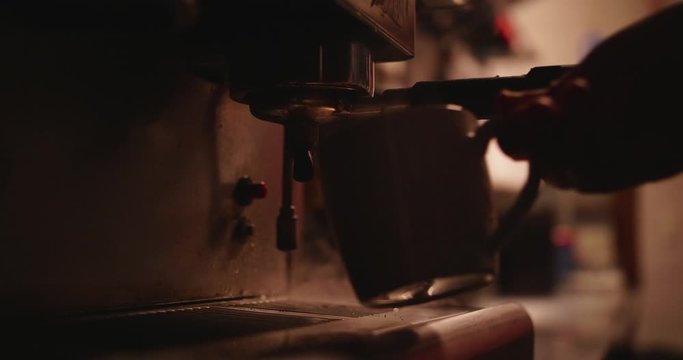 Pouring coffee for breakfast at a bar