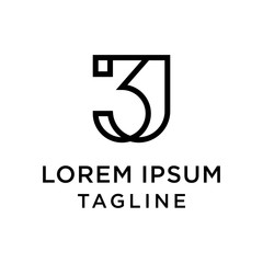 initial letter logo 3J, J3 logo template 