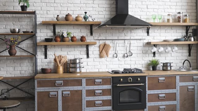 Beautiful kitchen interior with new stylish furniture