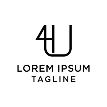 initial letter logo 4U, U4 logo template