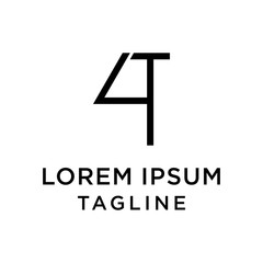 initial letter logo 4T, T4 logo template 