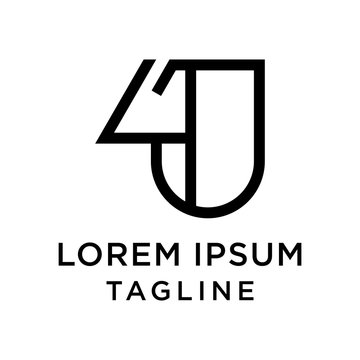 initial letter logo 4J, J4 logo template 