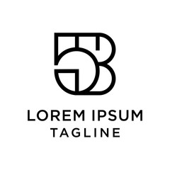 initial letter logo 5B, B5 logo template