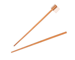 falling bamboo chopsticks on an isolated white background
