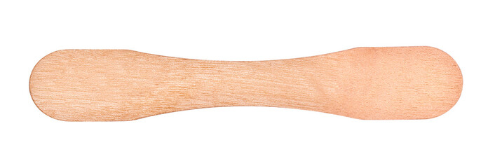 wooden spoon of ice cream on an isolated white background