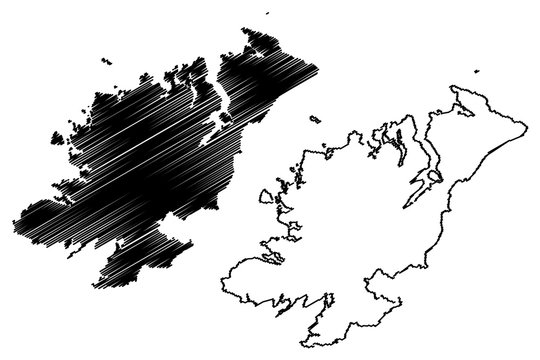 Donegal County Council (Republic of Ireland, Counties of Ireland) map vector illustration, scribble sketch Donegal map..