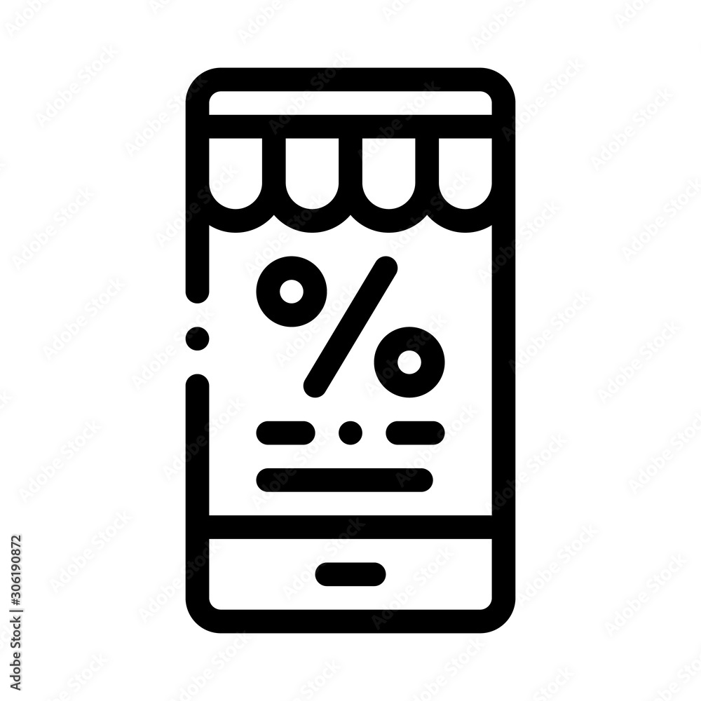 Poster phone percent message icon vector. outline phone percent message sign. isolated contour symbol illus