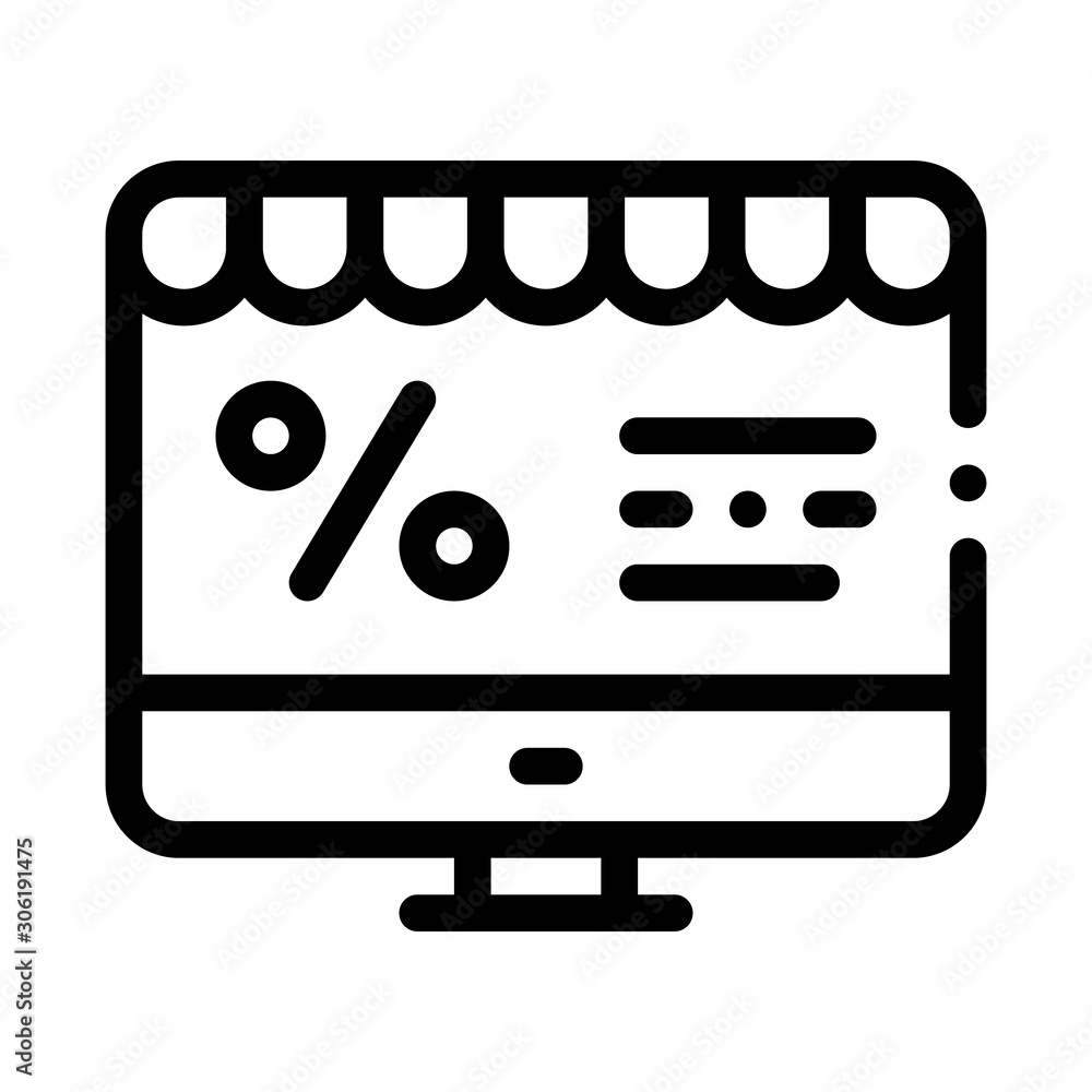 Poster computer percent mail icon vector. outline computer percent mail sign. isolated contour symbol illus