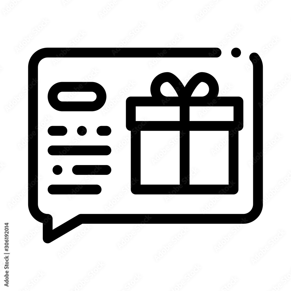 Poster gift notification message icon vector. outline gift notification message sign. isolated contour symb
