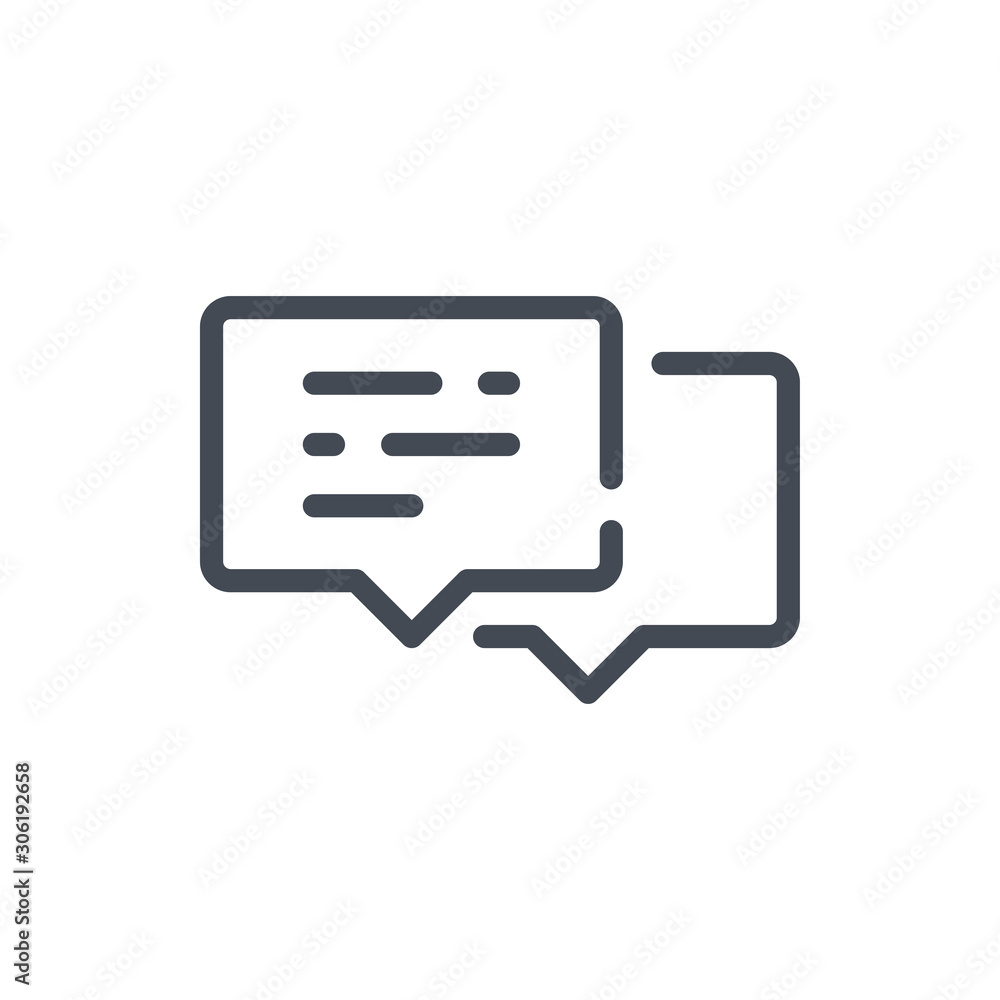 Poster chat and message line icon. dialog and communication vector outline sign.