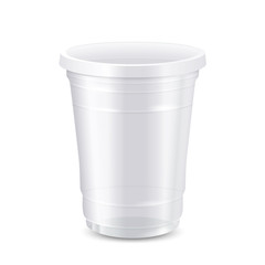 Empty white disposable plastic cup